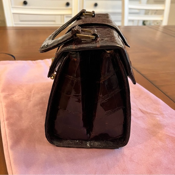 Vintage Crocodile Dark Brown Handbag - Professionally Restored - Picture 6 of 14